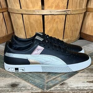 Puma Clyde Hacked Perf Met JR Black Leather Silver Rose Gold Sneakers Womens 8